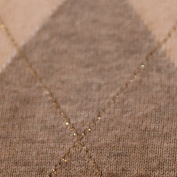 Tommy Hilfiger Womens V-Neck Argyle Sweater Sparkle Preppy Size Medium - Picture 4 of 15